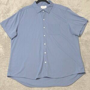 Ministry of Supply Shirt Mens XXL Blue Short Sleeve Button Front Performance